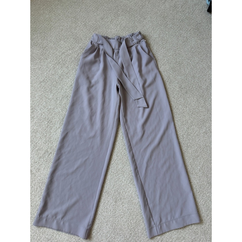 Lululemon Noir Pant Trouser Wide Leg Pant Women Size 4 Gray Pockets Silverscreen - Picture 4 of 12